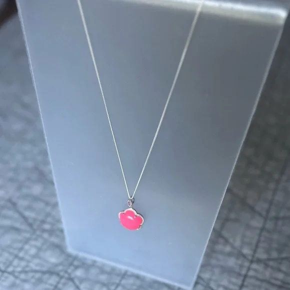 Pink jade necklace. - Picture 8 of 11